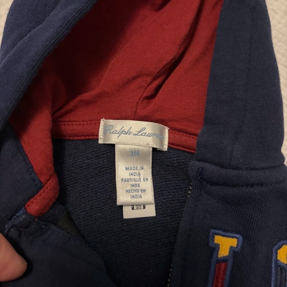 Polo Ralph Lauren Navy Blue Logo Hoodie & Joggers Sz 3 Month - Picture 2 of 5